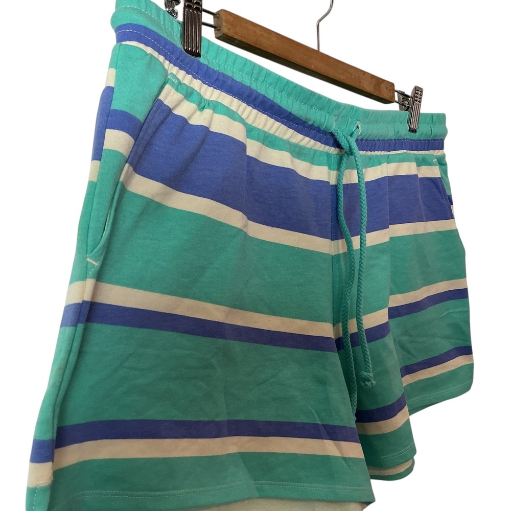 Wildfox Large Cotton Striped Top And Shorts Set Blue Ultrasoft Relaxed Comfort - Picture 6 of 14